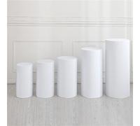 Highdi Housse de Protection Cylindre en Tissu Élastique, Housse de Supports Cylindrique Élasthanne Housses de Piédestal Rondes pour Mariage, Fête d'anniversaire (Petit 3 pièces,Blanc)