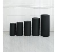Highdi Housse de Protection Cylindre en Tissu Élastique, Housse de Supports Cylindrique Élasthanne Housses de Piédestal Rondes pour Mariage, Fête d'anniversaire (5 pièces,Noir)