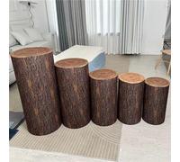 Highdi Housse de Protection Cylindre en Tissu Élastique, Housse de Supports Cylindrique Élasthanne Housses de Piédestal Rondes pour Mariage, Fête d'anniversaire (Grand 3 pièces,Grain de Bois)