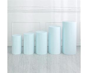 Highdi Housse de Protection Cylindre en Tissu Élastique, Housse de Supports Cylindrique Élasthanne Housses de Piédestal Rondes pour Mariage, Fête d'anniversaire (Petit 3 pièces,Bleu Ciel)