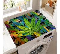 Highdi Housse de Protection pour Machine à Laver Top, 3D Feuilles Colorées Coussin de Machine à Laver Antidérapant, Tapis de Protection pour Dessus Sèche-Linge Séchage Rapide (Multicolore,40x50cm)