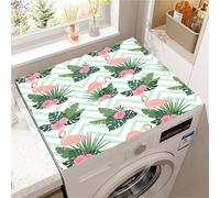 Highdi Housse de Protection pour Machine à Laver Top, Flamants Roses Tropicaux Coussin de Machine à Laver Antidérapant, Tapis de Protection pour Dessus Sèche-Linge Buanderie (Vert,60x60cm)