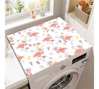 Highdi Housse de Protection pour Machine à Laver Top, Flamants Roses Tropicaux Coussin de Machine à Laver Antidérapant, Tapis de Protection pour Dessus Sèche-Linge Buanderie (Orange 2,40x50cm)