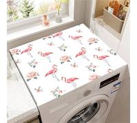 Highdi Housse de Protection pour Machine à Laver Top, Flamants Roses Tropicaux Coussin de Machine à Laver Antidérapant, Tapis de Protection pour Dessus Sèche-Linge Buanderie (Blanc 1,50x50cm)