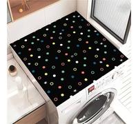 Highdi Housse de Protection pour Machine à Laver Top, Imprimé à Pois Coussin de Machine à Laver Antidérapant, Tapis de Protection pour Dessus Sèche-Linge Séchage Rapide (Noir,50x50cm)