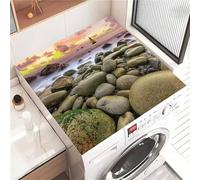 Highdi Housse de Protection pour Machine à Laver Top, Imprimé Galet Coussin de Machine à Laver Antidérapant, Tapis de Protection pour Dessus Sèche-Linge Séchage Rapide (Marron,50x60cm)