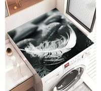 Highdi Housse de Protection pour Machine à Laver Top, Imprimé Galet Coussin de Machine à Laver Antidérapant, Tapis de Protection pour Dessus Sèche-Linge Séchage Rapide (Gris 2,60x60cm)