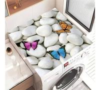 Highdi Housse de Protection pour Machine à Laver Top, Imprimé Galet Coussin de Machine à Laver Antidérapant, Tapis de Protection pour Dessus Sèche-Linge Séchage Rapide (Blanc,50x50cm)