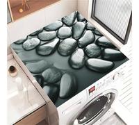 Highdi Housse de Protection pour Machine à Laver Top, Imprimé Galet Coussin de Machine à Laver Antidérapant, Tapis de Protection pour Dessus Sèche-Linge Séchage Rapide (Noir,50x60cm)