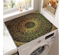 Highdi Housse de Protection pour Machine à Laver Top, Imprimé Mandala Coussin de Machine à Laver Antidérapant, Tapis de Protection pour Dessus Sèche-Linge Buanderie Séchage Rapide (Noir,50x60cm)