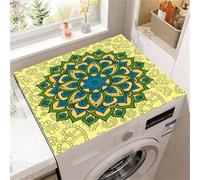 Highdi Housse de Protection pour Machine à Laver Top, Imprimé Mandala Coussin de Machine à Laver Antidérapant, Tapis de Protection pour Dessus Sèche-Linge Buanderie Séchage Rapide (Jaune,50x50cm)