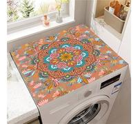 Highdi Housse de Protection pour Machine à Laver Top, Imprimé Mandala Coussin de Machine à Laver Antidérapant, Tapis de Protection pour Dessus Sèche-Linge Buanderie Séchage Rapide (Orange,50x60cm)