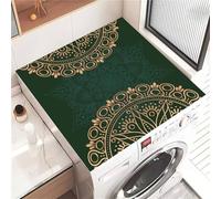 Highdi Housse de Protection pour Machine à Laver Top Mandala de la Mode, Coussin de Machine à Laver Antidérapant, Tapis de Protection pour Dessus Sèche-Linge Séchage Rapide (Vert,60x60cm)