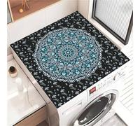 Highdi Housse de Protection pour Machine à Laver Top Mandala de la Mode, Coussin de Machine à Laver Antidérapant, Tapis de Protection pour Dessus Sèche-Linge Séchage Rapide (Noir,50x50cm)