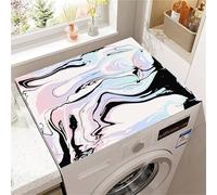 Highdi Housse de Protection pour Machine à Laver Top, Motif de Marbre Coussin de Machine à Laver Antidérapant, Tapis de Protection pour Dessus Sèche-Linge Buanderie (Noir,60x60cm)