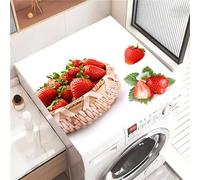 Highdi Housse de Protection pour Machine à Laver Top, Motif Fraise Coussin de Machine à Laver Antidérapant, Tapis de Protection pour Dessus Sèche-Linge Séchage Rapide (Rouge 7,50x50cm)