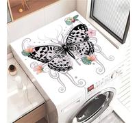 Highdi Housse de Protection pour Machine à Laver Top Papillon de Jardin, Coussin de Machine à Laver Antidérapant, Tapis de Protection pour Dessus Sèche-Linge Séchage Rapide (Gris,60x60cm)