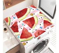 Highdi Housse de Protection pour Machine à Laver Top, Pastèque d'été Coussin de Machine à Laver Antidérapant, Tapis de Protection pour Dessus Sèche-Linge Séchage Rapide (Rose,60x60cm)