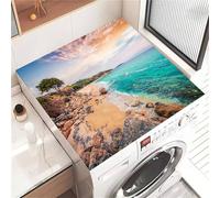 Highdi Housse de Protection pour Machine à Laver Top Plage Ensoleillée, Coussin de Machine à Laver Antidérapant, Tapis de Protection pour Dessus Sèche-Linge Séchage Rapide (Plage 1,60x60cm)