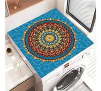 Highdi Housse de Protection pour Machine à Laver Top, Thème Mandala Coussin de Machine à Laver Antidérapant, Tapis de Protection pour Dessus Sèche-Linge Buanderie Séchage Rapide (Bleu,40x50cm)