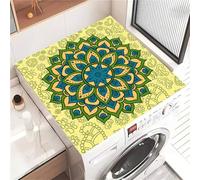 Highdi Housse de Protection pour Machine à Laver Top, Thème Mandala Coussin de Machine à Laver Antidérapant, Tapis de Protection pour Dessus Sèche-Linge Buanderie Séchage Rapide (Jaune,40x50cm)
