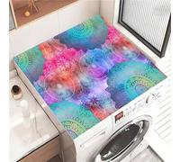 Highdi Housse de Protection pour Machine à Laver Top, Thème Mandala Coussin de Machine à Laver Antidérapant, Tapis de Protection pour Dessus Sèche-Linge Buanderie Séchage Rapide (Coloré,60x60cm)