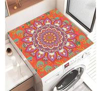 Highdi Housse de Protection pour Machine à Laver Top, Thème Mandala Coussin de Machine à Laver Antidérapant, Tapis de Protection pour Dessus Sèche-Linge Buanderie Séchage Rapide (Orange 1,50x60cm)