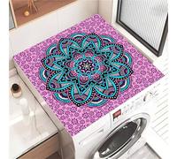 Highdi Housse de Protection pour Machine à Laver Top, Thème Mandala Coussin de Machine à Laver Antidérapant, Tapis de Protection pour Dessus Sèche-Linge Buanderie Séchage Rapide (Violet,30x40cm)
