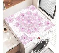 Highdi Housse de Protection pour Machine à Laver Top, Thème Mandala Coussin de Machine à Laver Antidérapant, Tapis de Protection pour Dessus Sèche-Linge Buanderie Séchage Rapide (Rose 2,50x60cm)
