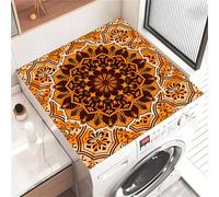 Highdi Housse de Protection pour Machine à Laver Top, Thème Mandala Coussin de Machine à Laver Antidérapant, Tapis de Protection pour Dessus Sèche-Linge Buanderie Séchage Rapide (Orange 3,50x50cm)