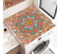 Highdi Housse de Protection pour Machine à Laver Top, Thème Mandala Coussin de Machine à Laver Antidérapant, Tapis de Protection pour Dessus Sèche-Linge Buanderie Séchage Rapide (Orange 2,40x50cm)