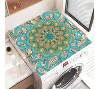 Highdi Housse de Protection pour Machine à Laver Top, Thème Mandala Coussin de Machine à Laver Antidérapant, Tapis de Protection pour Dessus Sèche-Linge Buanderie Séchage Rapide (Vert,50x60cm)