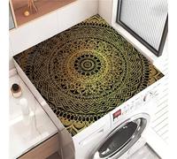 Highdi Housse de Protection pour Machine à Laver Top, Thème Mandala Coussin de Machine à Laver Antidérapant, Tapis de Protection pour Dessus Sèche-Linge Buanderie Séchage Rapide (Noir,50x50cm)