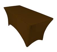 Highdi Housse de Table en Spandex, Nappe Rectangulaire Fitted Nappe Extensible Lavable en Machine Couverture de Table pour Conférences Mariage Banquet Fête (Marron foncé,6FT)
