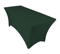 Highdi Housse de Table en Spandex, Nappe Rectangulaire Fitted Nappe Extensible Lavable en Machine Couverture de Table pour Conférences Mariage Banquet Fête (Vert foncé,4FT)