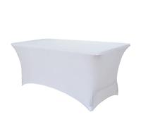 Highdi Housse de Table en Spandex, Nappe Rectangulaire Fitted Nappe Extensible Lavable en Machine Couverture de Table pour Conférences Mariage Banquet Fête (Blanc,6FT)