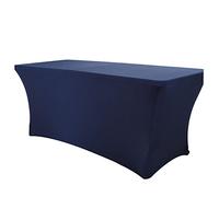 Highdi Housse de Table en Spandex, Nappe Rectangulaire Fitted Nappe Extensible Lavable en Machine Couverture de Table pour Conférences Mariage Banquet Fête (Bleu Marin,8FT)