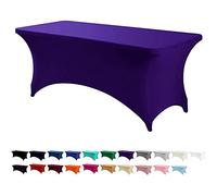 Highdi Housse de Table en Spandex, Nappe Rectangulaire Fitted Nappe Extensible Lavable en Machine Couverture de Table pour Conférences Mariage Banquet Fête (Violet,8FT)