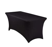 Highdi Housse de Table en Spandex, Nappe Rectangulaire Fitted Nappe Extensible Lavable en Machine Couverture de Table pour Conférences Mariage Banquet Fête (Le Noir,5FT)