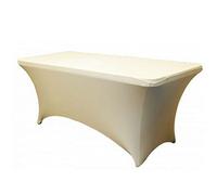Highdi Housse de Table en Spandex, Nappe Rectangulaire Fitted Nappe Extensible Lavable en Machine Couverture de Table pour Conférences Mariage Banquet Fête (Couleur crème,4FT)