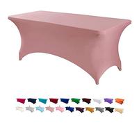 Highdi Housse de Table en Spandex, Nappe Rectangulaire Fitted Nappe Extensible Lavable en Machine Couverture de Table pour Conférences Mariage Banquet Fête (Rose,6FT)