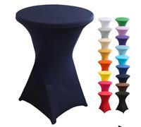 Highdi Housse Mange Debout - Housse de Table de Bar Bistrot Ronde Ø 60 cm/Ø 80 cm, Nappe Mange Debout pour Restaurant Bar Table Cocktail Banquet de Mariage Décoration (Bleu Marin,80x110cm)