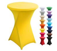 Highdi Housse Mange Debout - Housse de Table de Bar Bistrot Ronde Ø 60 cm/Ø 80 cm, Nappe Mange Debout pour Restaurant Bar Table Cocktail Banquet de Mariage Décoration (Jaune,60x110cm)
