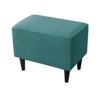 Highdi Housse Ottomane Housses de Pouf Extensible Rectangle, Housse de Repose-Pieds Protecteur de Meubles Housse de Tabouret avec Fond Élastique Antidérapante Lavable (2 pièces,Lac Vert)