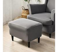 Highdi Housse Ottomane Housses de Pouf Extensible Rectangulaire, Housse de Repose-Pieds Protecteur de Meubles Housse de Tabouret avec Fond Élastique Antidérapante (Gris foncé,Housse de ottomane)