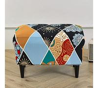 Highdi Housse Ottomane Housses de Pouf Extensible Rectangulaire, Housse de Repose-Pieds Protecteur de Meubles Housse de Tabouret avec Fond Élastique Lavable (géométrie de la Fleur,1 pièce)