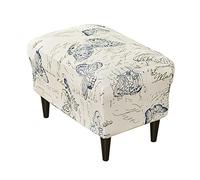 Highdi Housse Ottomane Housses de Pouf Extensible Rectangulaire, Housse de Repose-Pieds Protecteur de Meubles Housse de Tabouret avec Fond Élastique Antidérapante Lavable (Spécimen de Papillon)