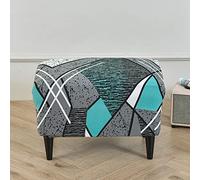 Highdi Housse Ottomane Housses de Pouf Extensible Rectangulaire, Housse de Repose-Pieds Protecteur de Meubles Housse de Tabouret avec Fond Élastique Lavable (Gris Bleu,1 pièce)