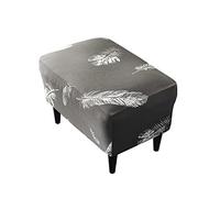 Highdi Housse Ottomane Housses de Pouf Extensible Rectangulaire, Housse de Repose-Pieds Protecteur de Meubles Housse de Tabouret avec Fond Élastique Antidérapante Lavable (Plume Blanche)