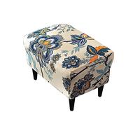 Highdi Housse Ottomane Housses de Pouf Extensible Rectangulaire, Housse de Repose-Pieds Protecteur de Meubles Housse de Tabouret avec Fond Élastique Antidérapante Lavable (Fleur de Pavot de maïs)